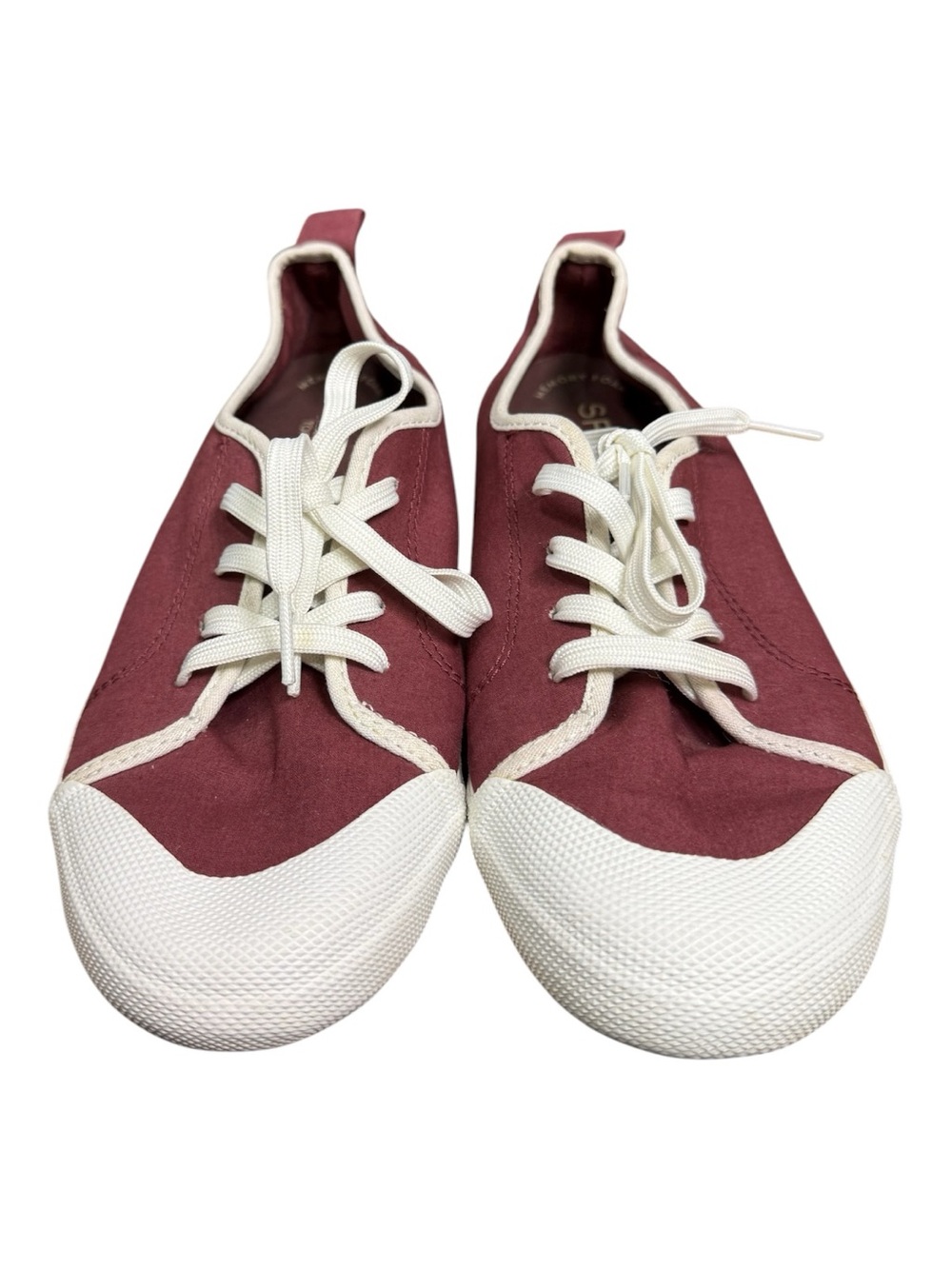 Sperry Breeze Womens 8.5 Maroon Canvas Lace Up Sneakers Ivory Rubber Toe